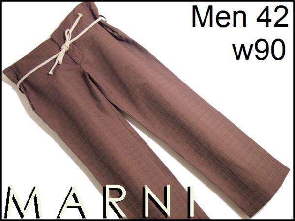 MARNI マルニ ベルト付きパンツ キャメル H7067s15◇MARNI(マルニ)春夏 紐ベルトリラックスパンツ 42◇rb