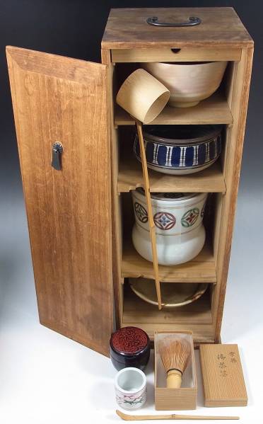 ◎茶棚 短冊箱 茶道具セット 8点 茶器 茶碗 陶器