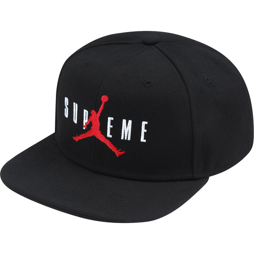黒 15AW Supreme Jordan 6-Panel キャップ