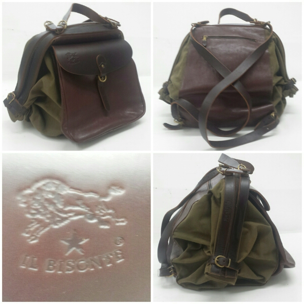 ◇IL BISONTE イルビゾンテ 2WAY リュック レザー×キャンバス