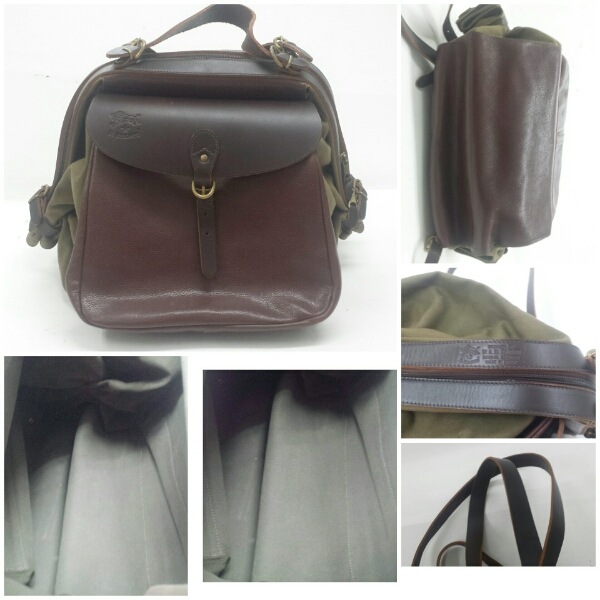 ◇IL BISONTE イルビゾンテ 2WAY リュック レザー×キャンバス