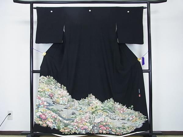 平和屋特選着物□本加賀友禅作家 佐藤潤作 極上の黒留袖f668 xvpbvx