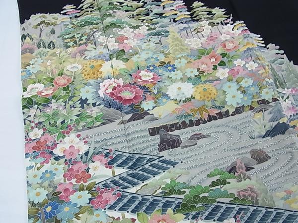平和屋特選着物□本加賀友禅作家 佐藤潤作 極上の黒留袖f668 xvpbvx