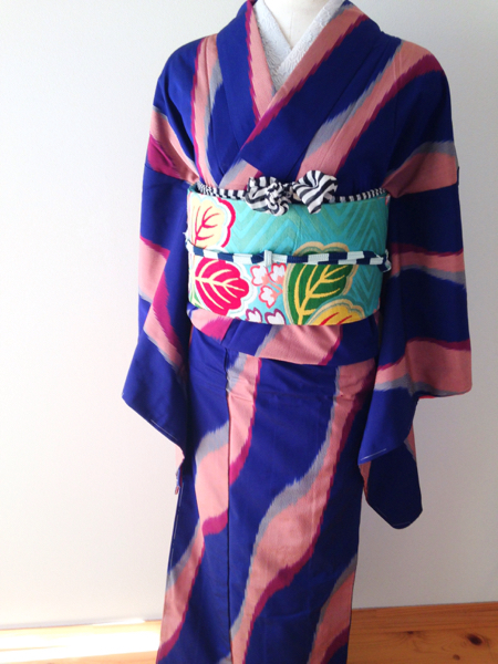 kimonoアンティーク☆着物と帯セット☆個性的☆食事☆袷☆観劇