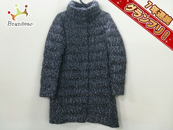 ヘルノ ダウンコート 42 レディース 新品同様 黒×白×ブルー