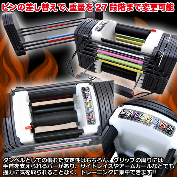 調節可変式ブロックダンベル2個セット90ポンド(約41kg)×2