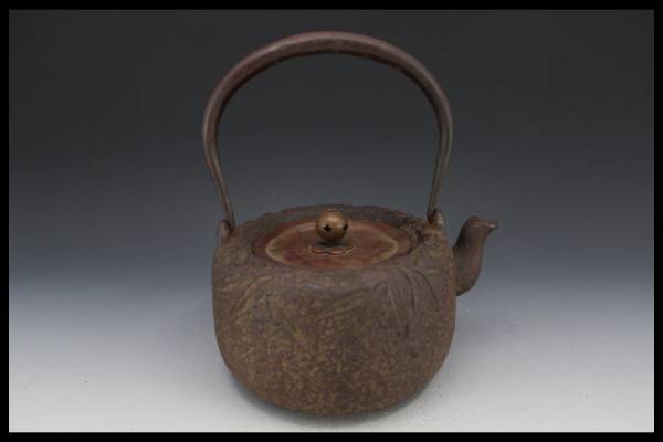 南部鉄器 鉄瓶 時代 鳳 龍文堂 南部鉄瓶 お茶道具 南部 銀銅象嵌桜