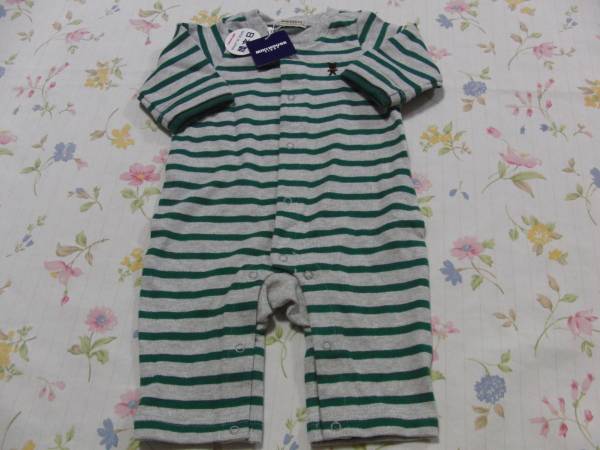 【新品】ミキハウスのカバーオール★６０㎝　ボーダー　即決