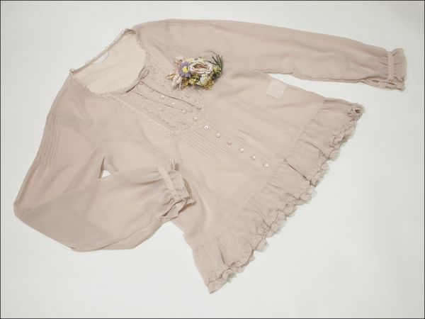 【美品】ピンクハウス レース使い ジョーゼットブラウス送164円~