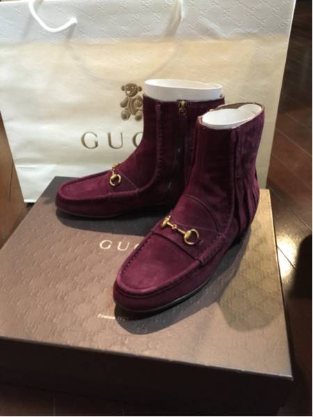 GUCCI グッチ フリンジ ブーツ GUCCI ビット ショートブーツ フリンジ エンジ 即決 新品 12万 GUCCI