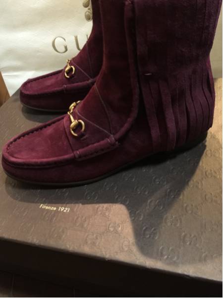 GUCCI グッチ フリンジ ブーツ GUCCI ビット ショートブーツ フリンジ エンジ 即決 新品 12万 GUCCI
