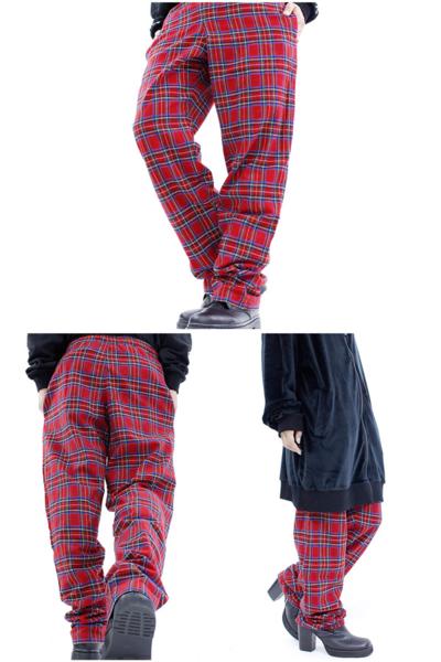 アンコロック タータンチェックネルワイドパンツ レッド 【公式通販】