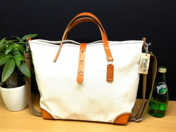 ハンドメイド♪帆布×本革ショルダーバッグトートバッグQ78