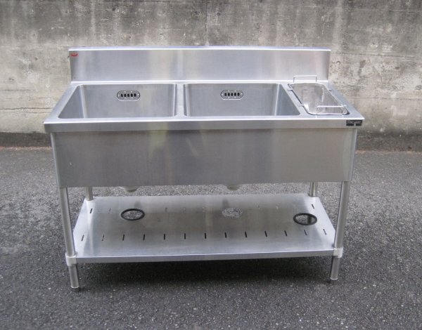 ダスト付二槽シンクの通販 S160924P＠ステンレス2槽ダスト付きシンクW1200×