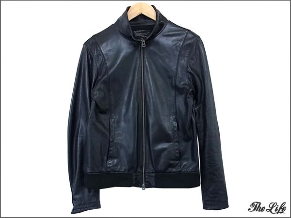 美品　シャマ　カウレザー　牛革　シングルライダース　レザージャケット　42　黒 即決】Shama シャマ カウレザー ジャージ ジャケット 42 黒 レザー