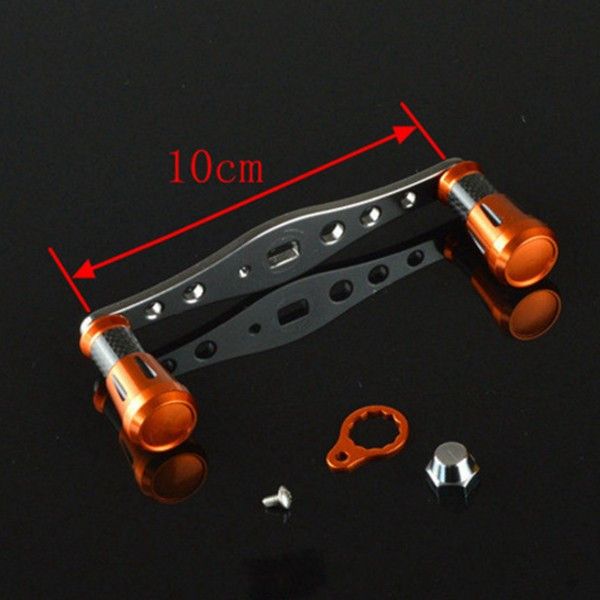 軸間100mm 交換用 リールカスタムハンドル Wノブ 固定金具付き_1