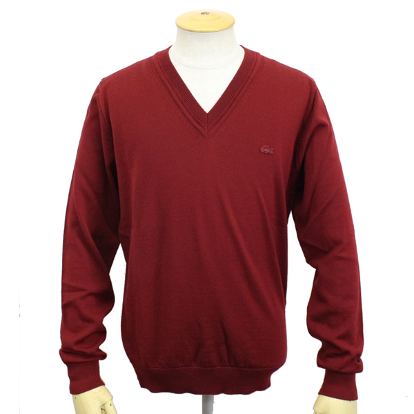 正規送無LACOSTE Vネックセーター AH987E-Y5S-4M
