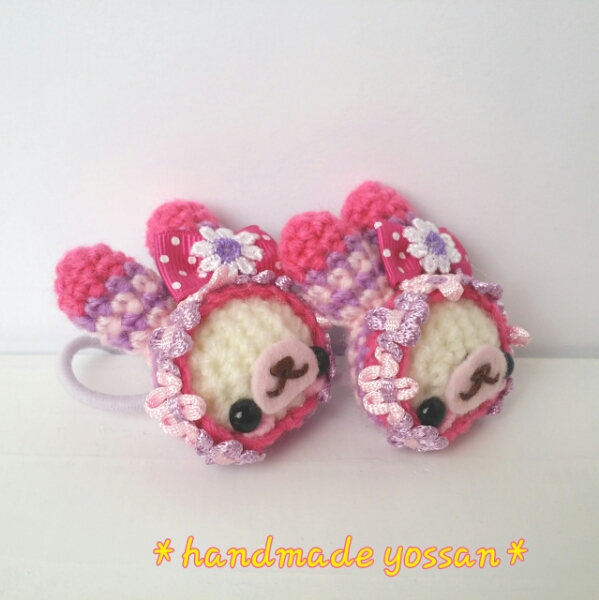 ハンドメイド★あみぐるみヘアゴム★カラフルふりふりうさぎ_2