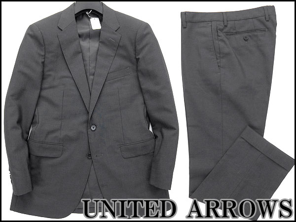 美品 ユナイテッドアローズ モヘヤ混ウールスーツ46濃灰★J0379