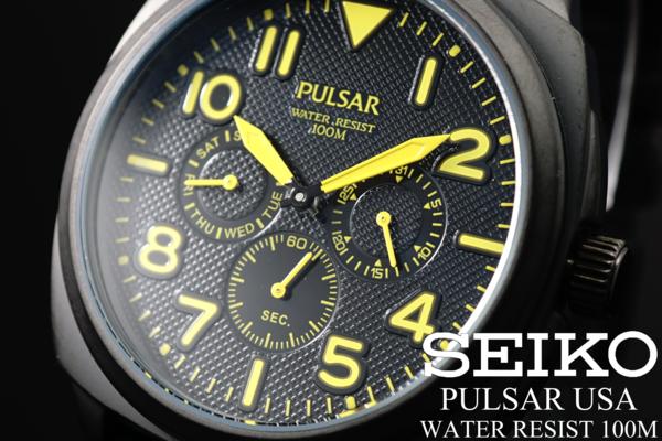 1円~新品SEIKOセイコー米国パルサーPULSAR本革100m防水腕時計_1