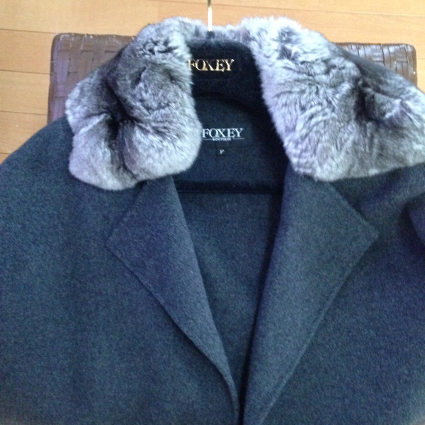 FOXEY グレー コート フォクシー チンチラ ロングコート 高級 カシミヤ 
