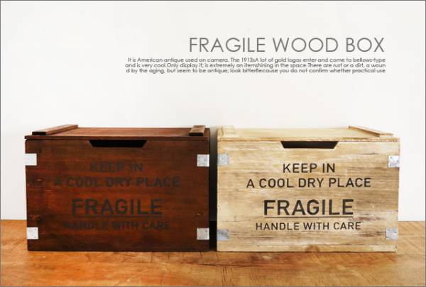 蓋付きウッドボックス/ナチュラル/シャビー西海岸男前小物入れ