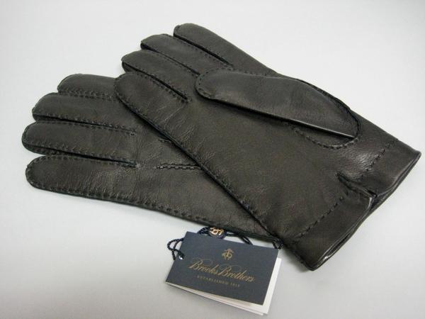 BROOKS☆ブルックスブラザーズ本革カシミア手袋 黒 L イタリア製