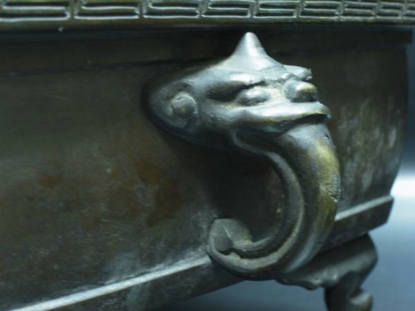 金伴之印 底款 群鳥 金銀象嵌 古銅 水盤 (検 盆器 盆栽