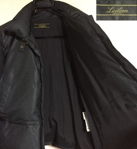 ◆Leilian レリアン◆レディースダウンジャケット/合成皮革/濃紺