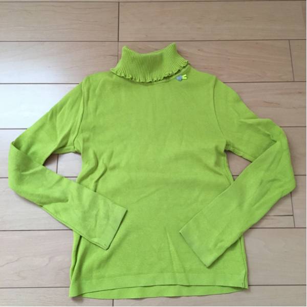 美品ファミリアリブセーター140グリーン色