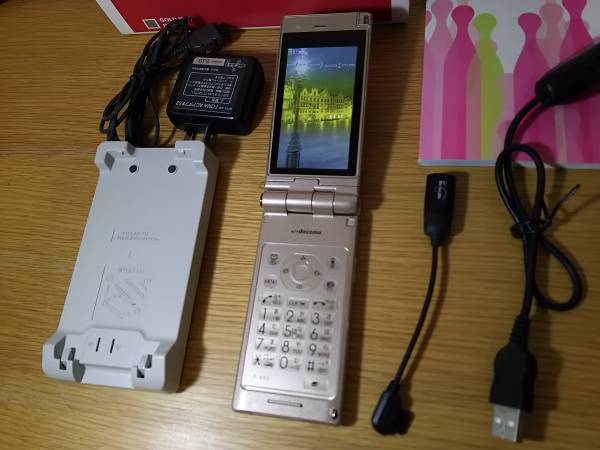 docomoケータイP-02Cゴールド★動作○判定○USBケーブル他おまけ