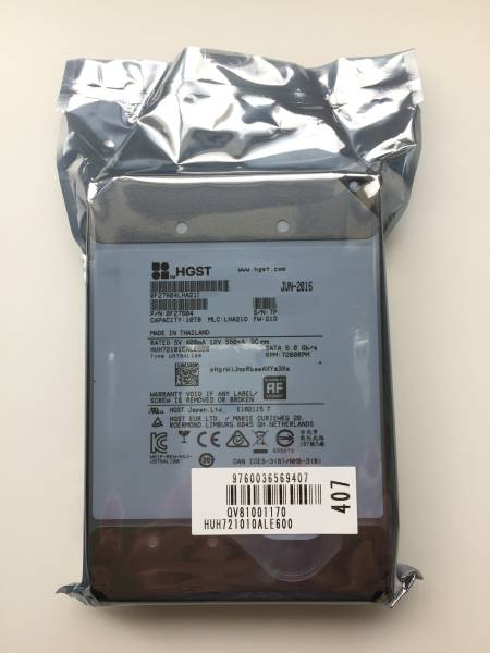 【未使用品】HGST 10TB ハードディスク SATA Ultrastar He10