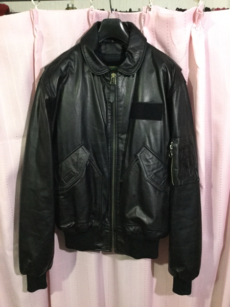 YOOSUNG LAMB-LEATHER CWU-45P M BLACK 試着のみ／MA-1