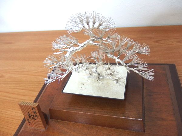 □純銀製 シルバー 松 光則作 銀細工 工芸品 ケース付 工芸品 純銀製
