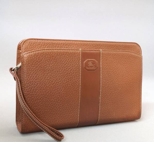 本物■バーバリー■ブラウンレザー■セカンドバッグ　