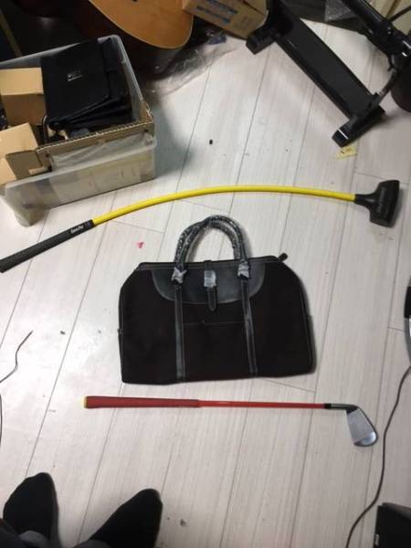 ゴルフ　練習用クラブ2本　ボストンバック