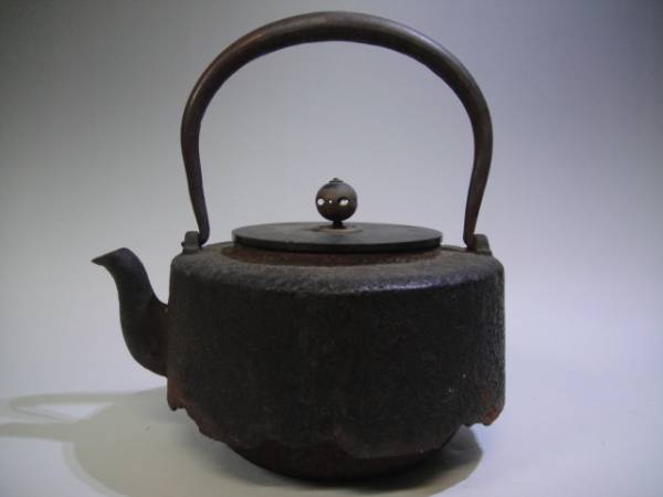 アンティーク茶道具 尾垂形鉄瓶 斑銅蓋