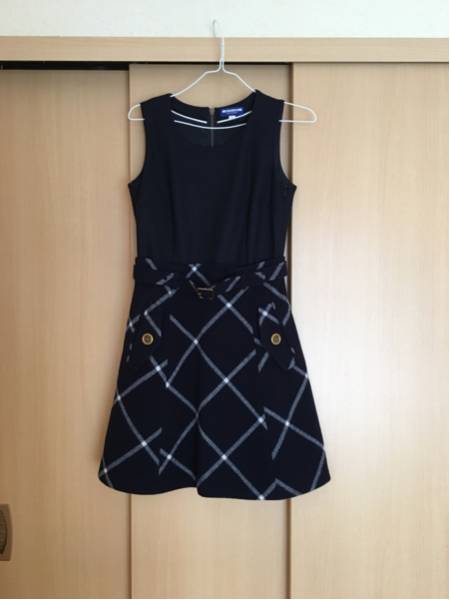 美品ブルーレーベルワンピース36○ネイビー