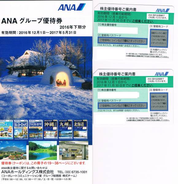乗車券/交通券 ANA株主優待 6枚 ＋ ANAグループ優待券
