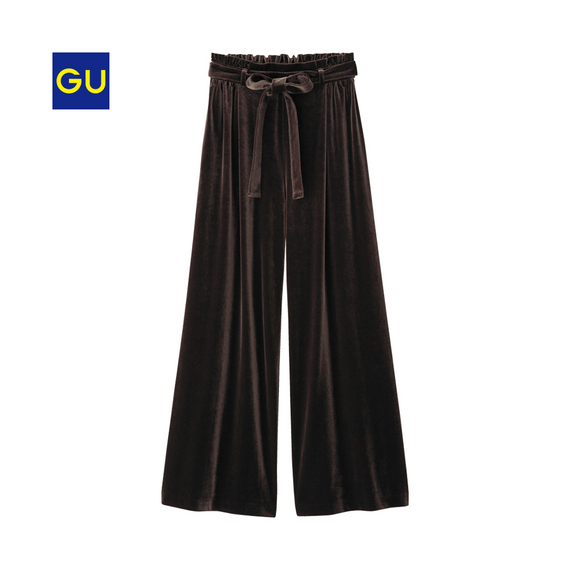 新品　ジーユー GU 人気 完売 ブラウン ベロアワイドパンツ　M