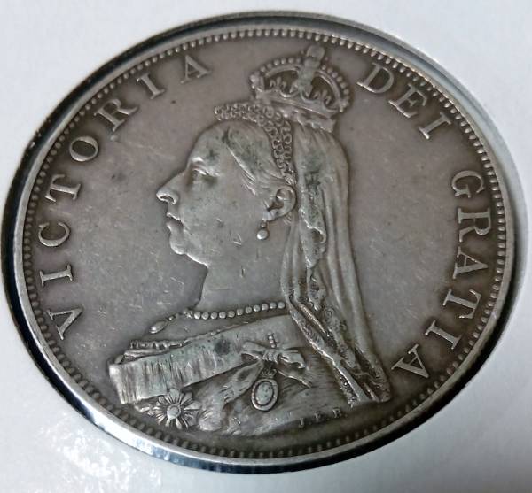 イギリス 1887年 ビクトリアジュビリー ダブルフローリン銀貨 貨幣