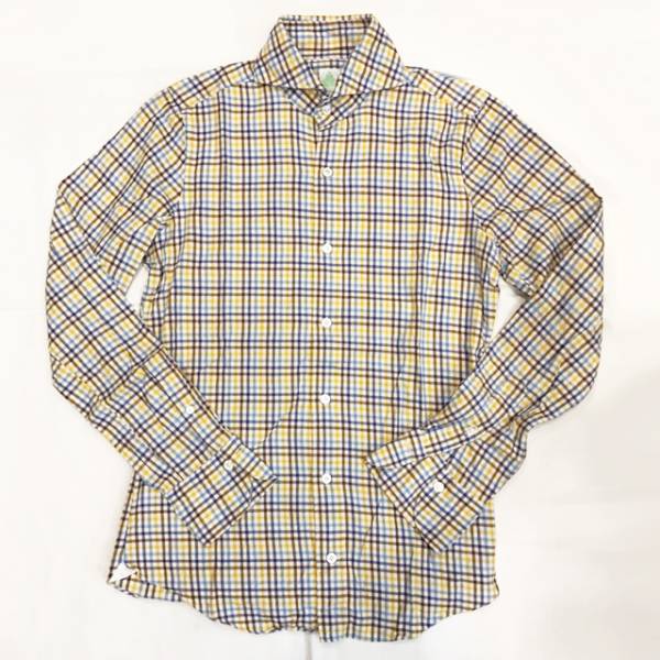 ■Finamore/Sergio/厚地タッターソールチェックシャツ/37■