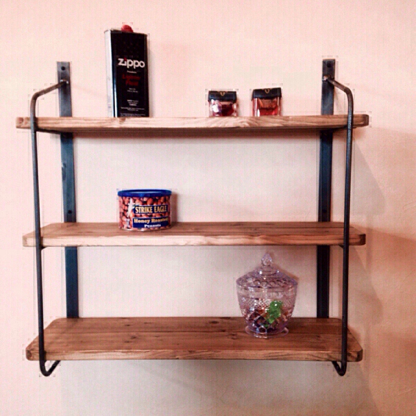 限定インダストリアルロートアイアンウォールシェルフ３段飾り棚