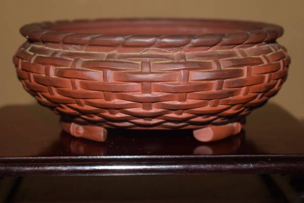人気作家＜平田美芸・笊造り＞朱泥・籠・網目・丸鉢