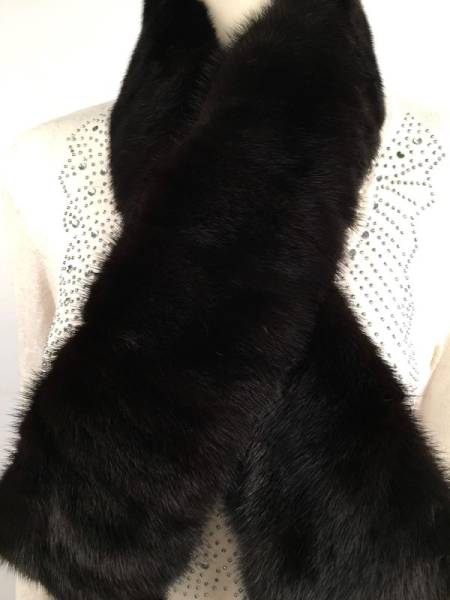【2点以上で送料無料】上質なミンクファーマフラー 黒茶♪