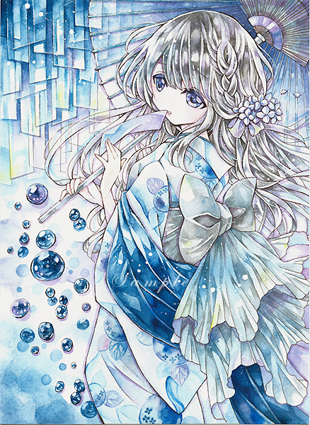 オリジナル イラスト「涙雨」 - 手描きイラスト 「涙雨」 illustration