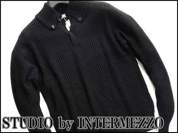新品 インターメッツォ ドンキーカラーざっくりニットM黒I14945