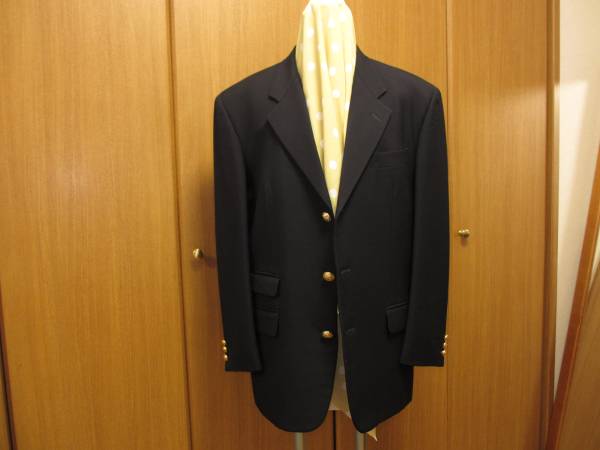 中古　ビルブラス　濃紺ブレザー　3釦(金) 　AB5　サイドベンツ