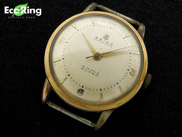 1円 ジャンク品 セイコー 14K 手巻き 15石 手巻き 腕時計 AD965