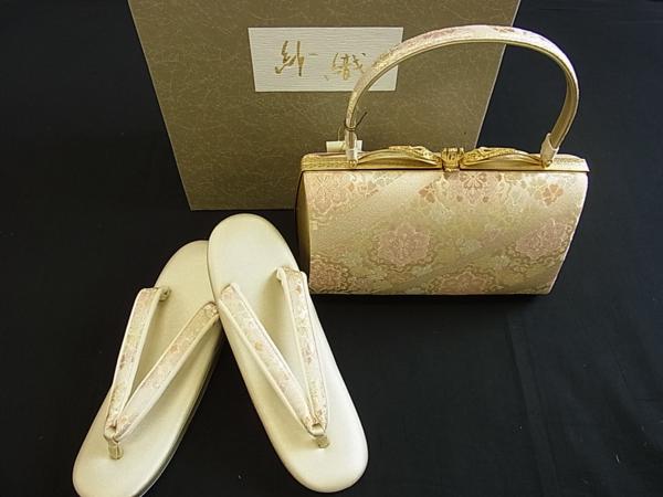 ■沙織 草履バッグセット パールトン加工 西陣織　印伝 新品e70